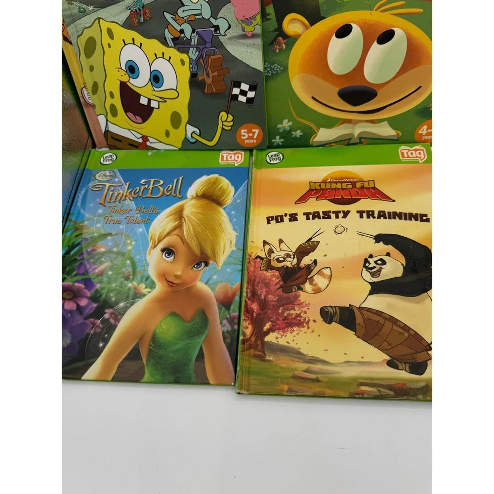 LeapFrog Tag Reading System Book Lot Disney SpongeBob Dora Kung Fu Panda 7 Books